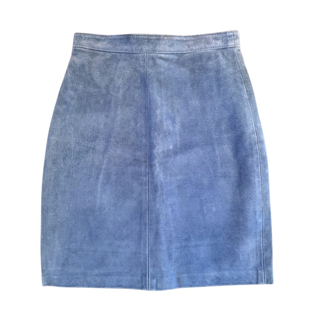 Vintage Marquis Blue Suede High Waisted Skirt